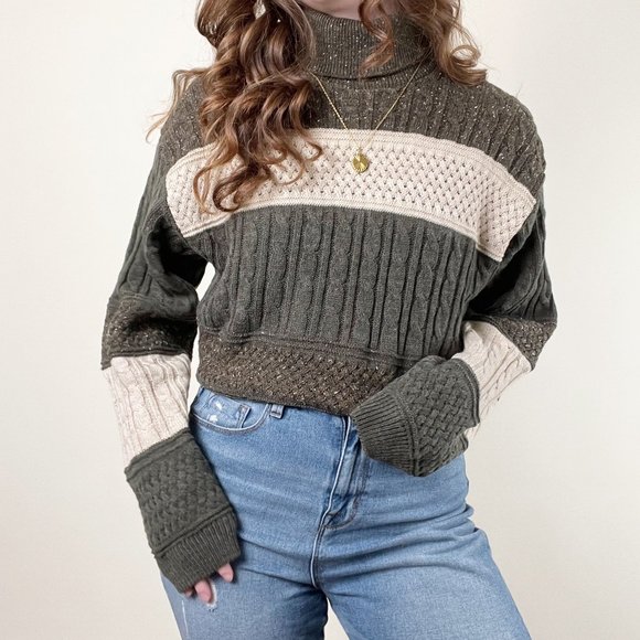 Vintage Wool Cable Knit Oversized Sweater Woven Chunky Cozy Slouchy Aran Preppy - Picture 3 of 7
